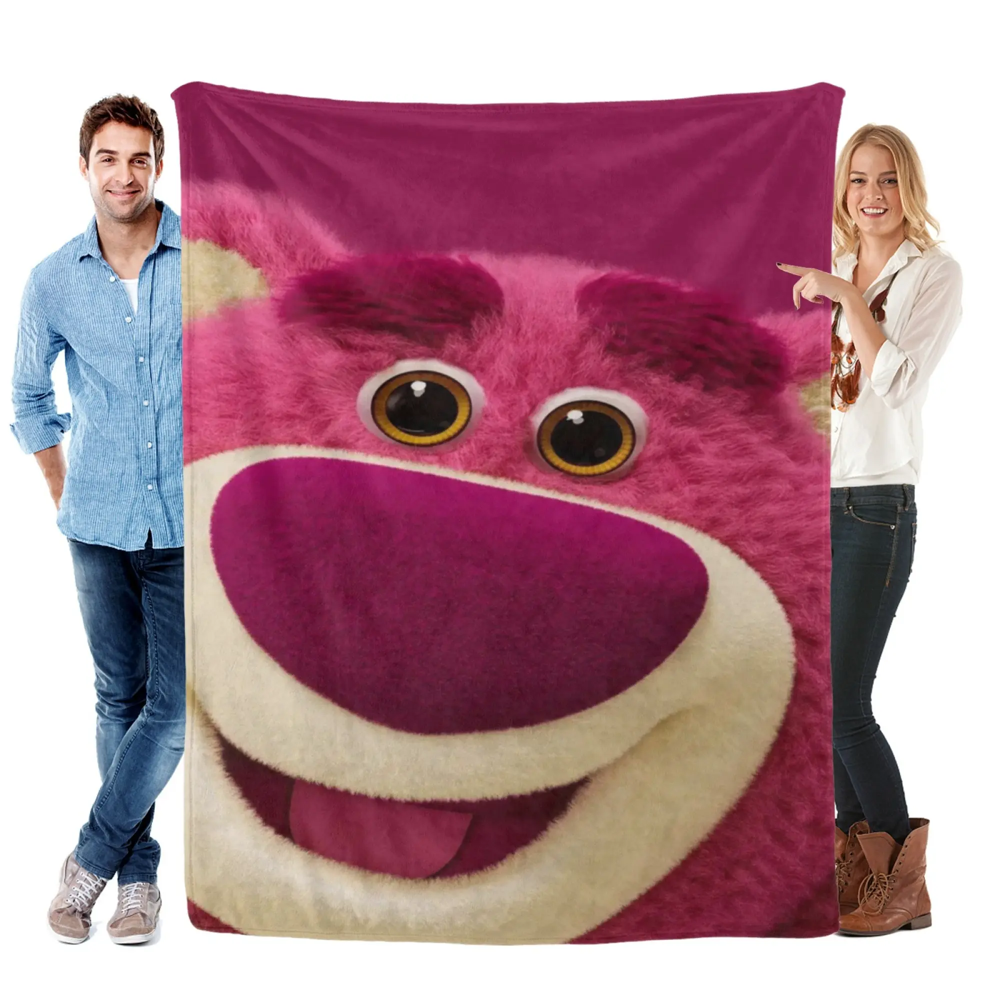 [SummerVibes] DISNEY CLASSIC Toy Story Lotso Face Soft Flannel Blanket, Vibrant 2D Print Cute Throw for Bed, Couch & Travel