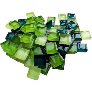 100 Pieces Bulk Mosaic Tiles Assorted Color Opaque Mosaic Glass Crafts Supplies for DIY Picture Coaster Home Mosaic Decoration(1x1cm,Green Series)