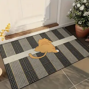 Cute Orange Cat Non-slip Entry Rug, Washable & Stain-Resistant Doormat for Home Entrance outdoorfun
