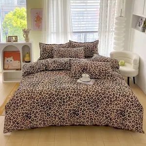 3-Piece Leopard Print Bedding Set, Soft Breathable Fabric, Includes 1 Fitted Sheet and 2 Pillowcases, Ideal for Bedroom, All Seasons Use