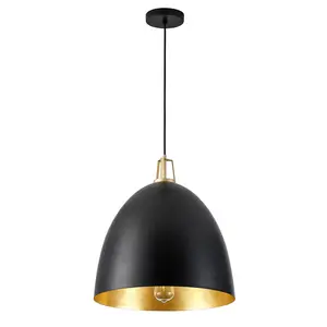 1-Light Black Dome Shade Design Pendant Lighting