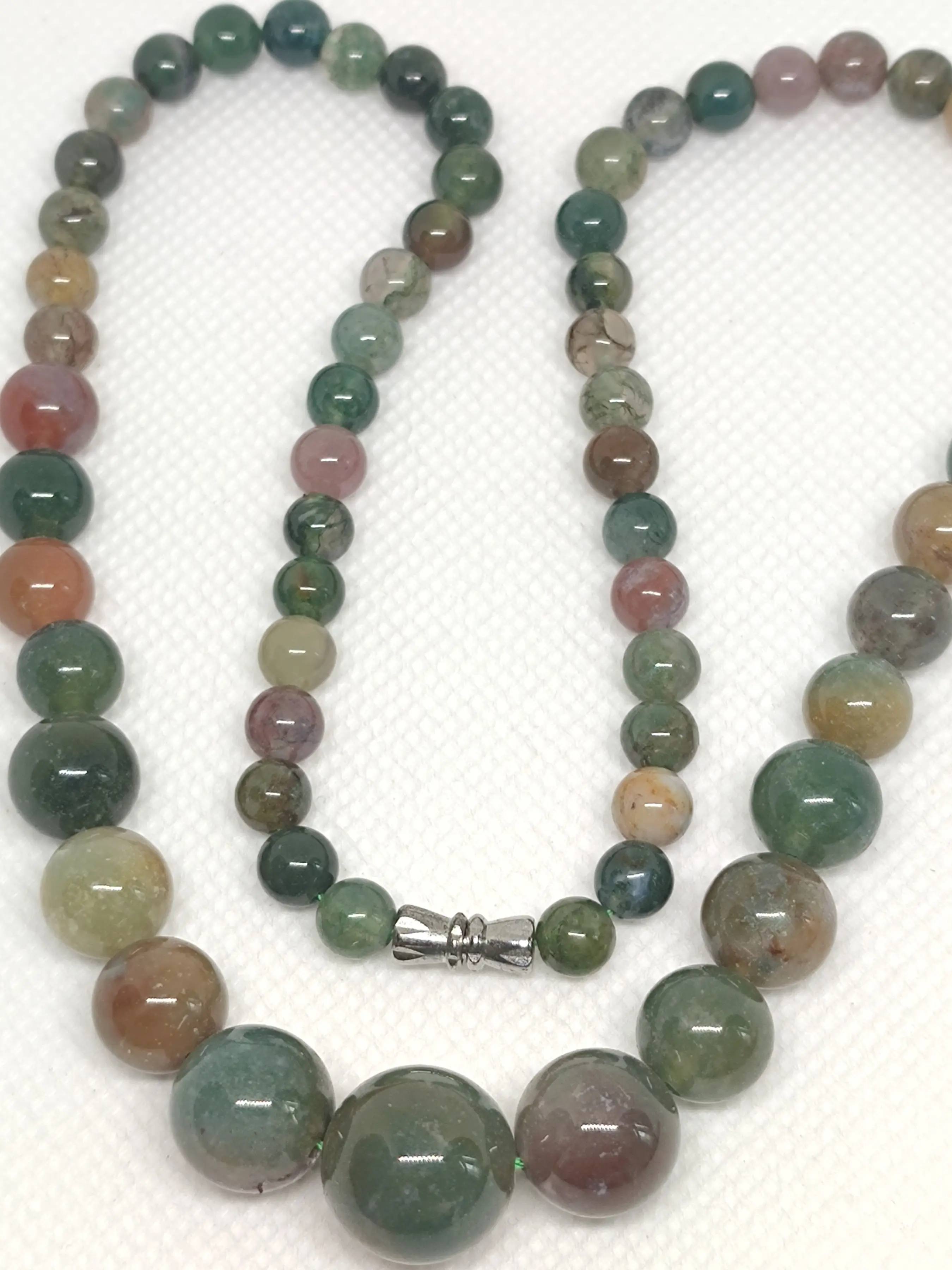 India Agate Agate Mix Agate Stone Beads Graduated Necklace, Natural Mineral Jewelry, Handcrafted Design, Unique Accessory