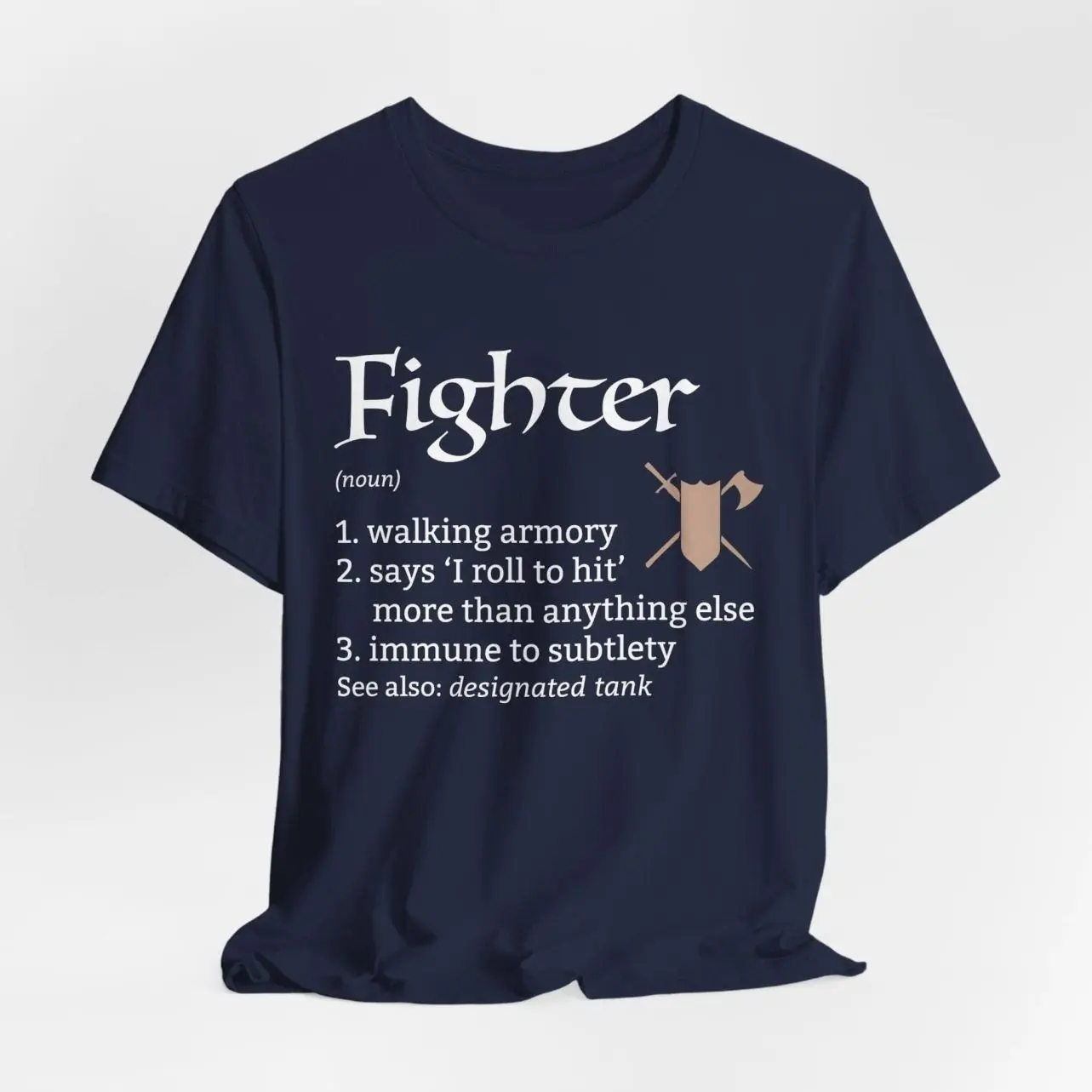 Retro Tabletop RPG D&D Fighter Class Definition T-Shirt Adventure Tee D20