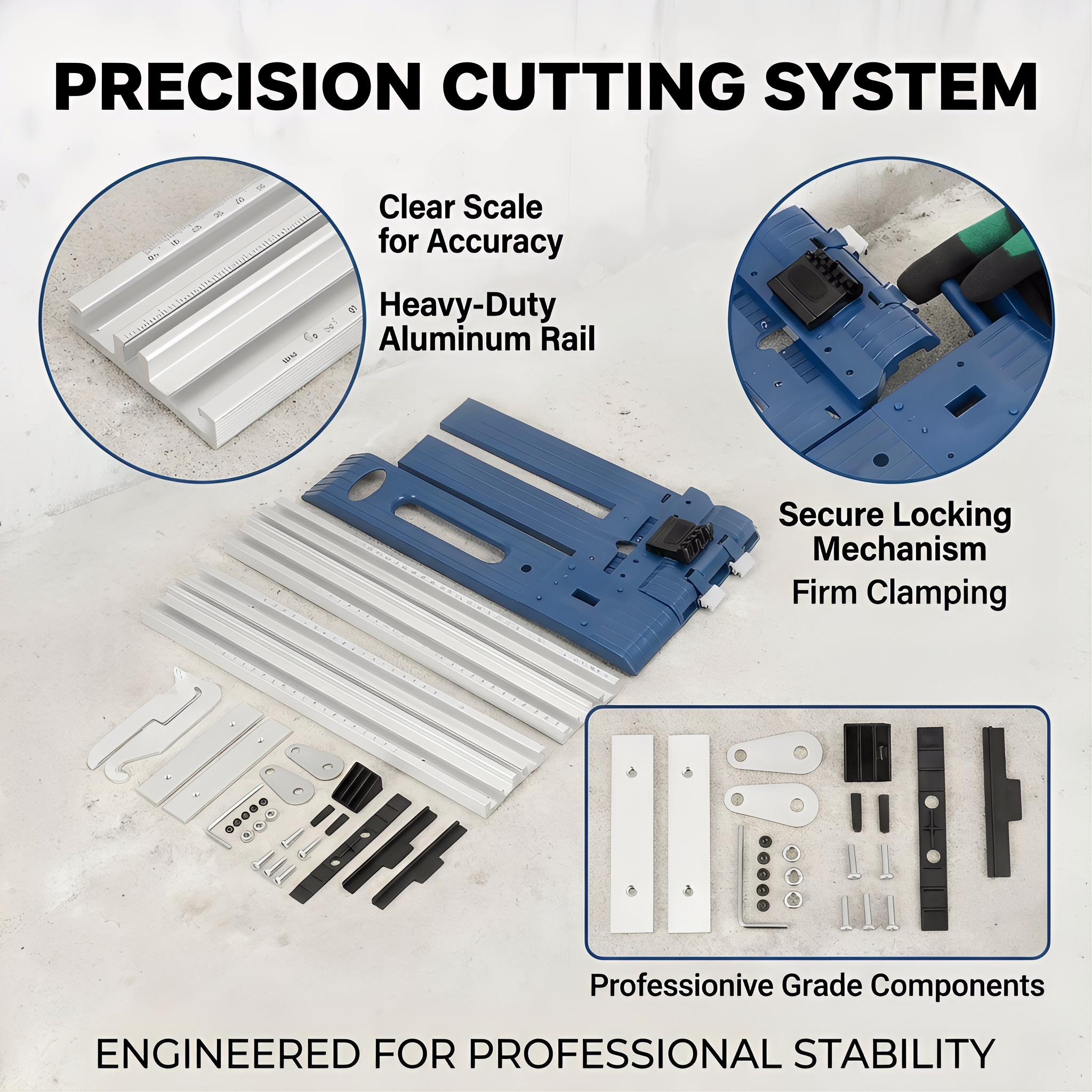 Circular Saw Guide Kit – Non-Powered Precision Tracking System with Quick Adjustment Clamp – Professional Woodworking Tool Set for Cabinetry, Plywood & Straight Cuts – Firm Grip Design