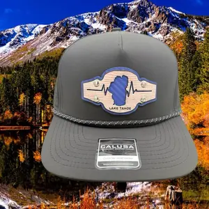 Lake Tahoe custom, dual layered, riveted, patched 100% waterproof perforated rope hat