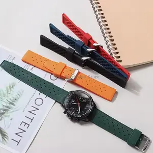 Universal Tropical Rubber Wacth Band Men Women Soft Silicone Strap 20mm 22mm Replacemen Wristband Belt Sport Bracelet Waterproof