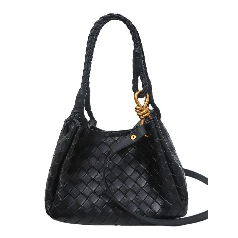 Women's Fashionable Bucket Bag - Soft Leather, Simple Woven Pattern, Large Capacity Elegant Commuter Bag, Versatile Crossbody Handbags for Women, Commuter Purse