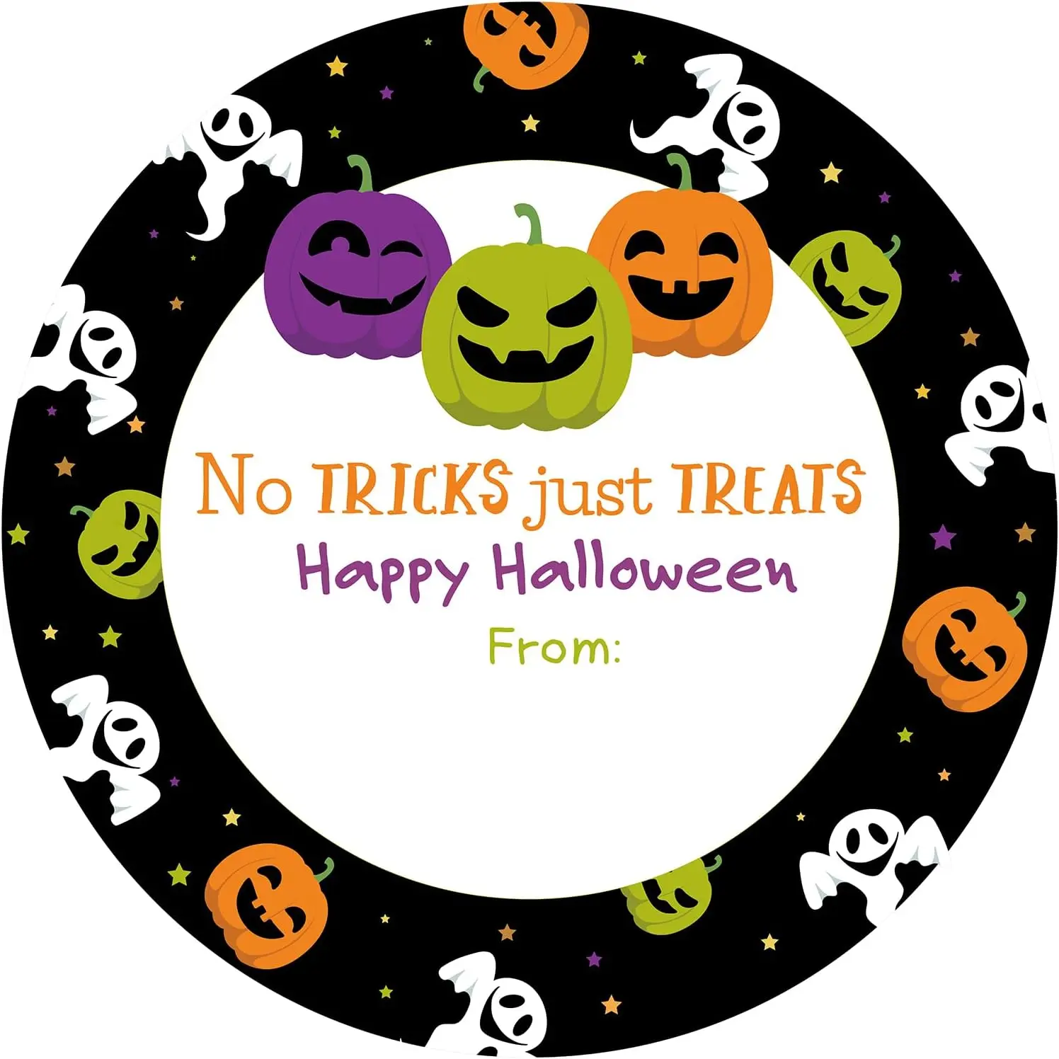 Happy Halloween Stickers 60 count Halloween Party Favor Stickers 2 Inch Pumpkin Design Name Tags Sticker Halloween Label Sticker for  Bags, Envelope Seals, Party Decoration (Pumpkin)