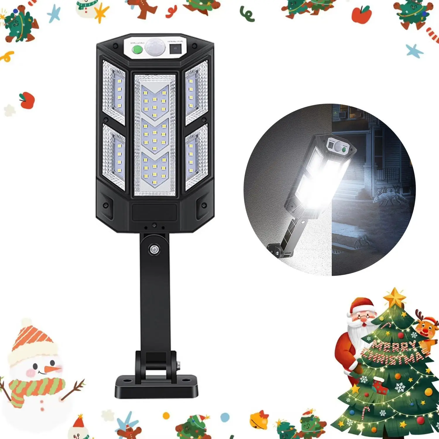 Solar Powered Wall Mounted Light, 6500K Motion Sensor Outdoor Wall Light with 3 Lighting Modes, Waterproof Outdoor Lighting for Garden & Yard