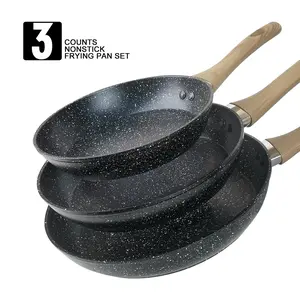 ABKOK Kitchen Cooking Frying Pan Set 3 Piece 7/9/11 Inch Nonstick Fry Pans Durable Dishwasher Safe Oven Broiler 350F Stove Top Friendly Black Handles
