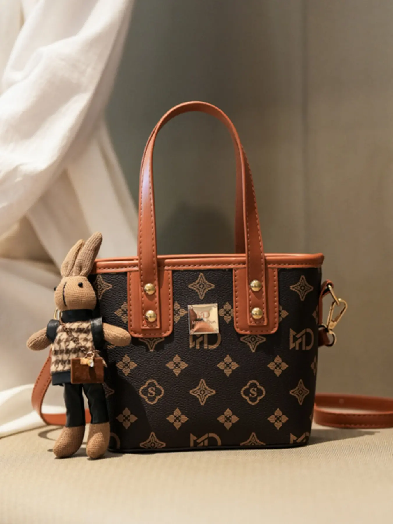 Vintage Style Trendy Handbag, Women's Geometric Pattern Fashionable Bucket Bag, Large Capacity Crossbody Bag for Travel Shopping Party Fashion Accessory Everyday Bag