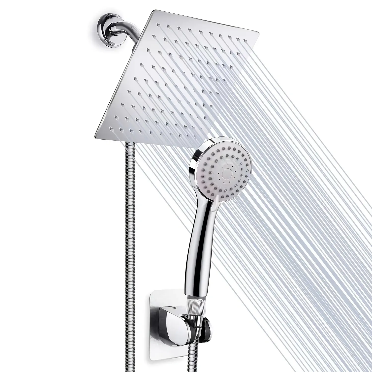 8 Inch Rain Shower Head with Handheld, High-pressure Shower Head Combo and 3 Settings Handheld Showerhead, Powerful Low-pressure Water Shower Spray