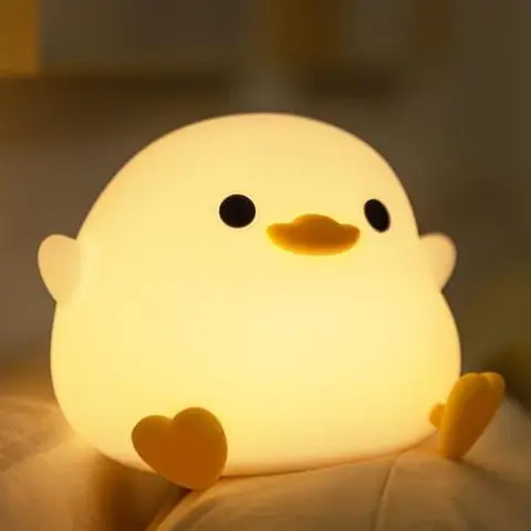 COOLGIFT MART Adorable Duck Silicone Ambient Night Light - Soft LED USB Powered Table Bedside Lamp, Safe Home Accessory for Kids' Room House Decor, Ideal Christmas Birthday Gift