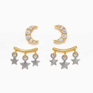 Moonstruck Two Tone Ear Jacket Earrings