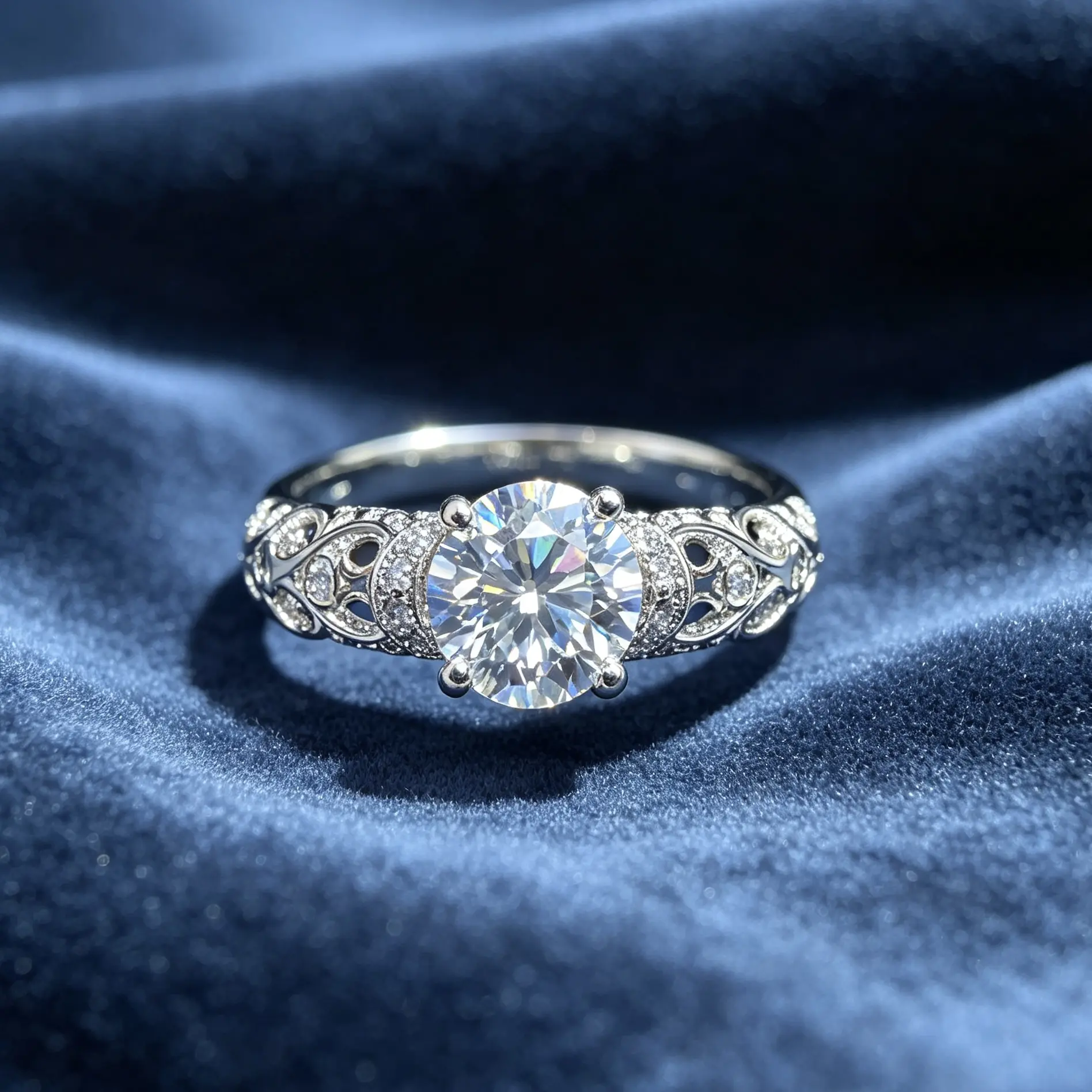 (A)GRA Moissanite Ring Elegant Design & Sparkling Stone Daily Wear Fine Jewelry Women's Fashion Pretty Gift for Her