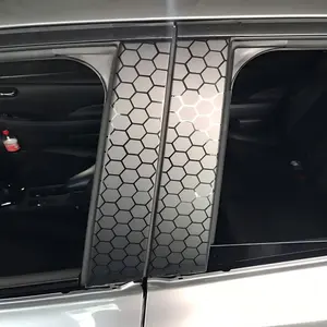 2pcs Honeycomb Car B-Pillar Sticker 2 counts/set Vinyl B-Pillar Sticker Roll Waterproof Sun-Resistant Side Decals for Car Windowshield Vehicle Exterior Decoration Stylish Car Merch decals for truck girly decals for car