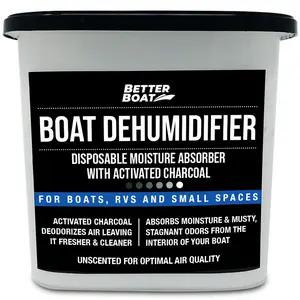 Better Boat Premium Boat Dehumidifier Container - Disposable Moisture Absorber with Activated Charcoal for RVs & Closets - Unscented for Cleaner Air