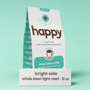 Bright Side Light Roast Whole Bean Coffee 12 oz - With Notes of Toasted Cashew and Perfection
