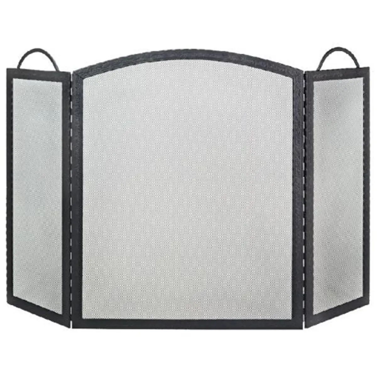 Dagan AHS103 Traditional 3-Fold Embossed Arched Wrought Iron Foldable Room Divider, Black, 32.5" H, 52" L, Ideal for Fireplace Areas