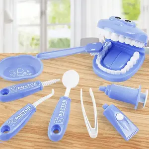 Children Dentist Toy Set, Colorful Role Play Kit with Tooth Models, Mirror, Blue Scrapers, Durable Abs Material, Educational Fun