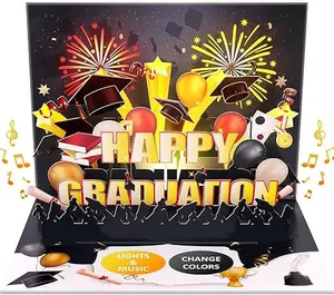 Graduation Card, Pop-up MUSIC & LIGHTS Graduation Cards 2024 with Fireworks, High School Funny Graduation Gift