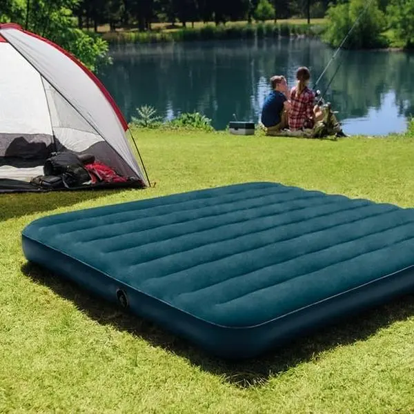 10 Inch Queen Air Mattress, Portable Inflatable Bed with Flocked Top, 600 lb Capacity, Indoor & Outdoor Guest and Camping Airbed