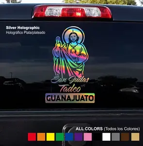 Sticker San Juditas estados Mexico holographic - Adhesive Vinyl Decal:  for Motorcycle, Car, Boats, Glass Doors and Walls | Different Sizes and Colors Available | Easy installation