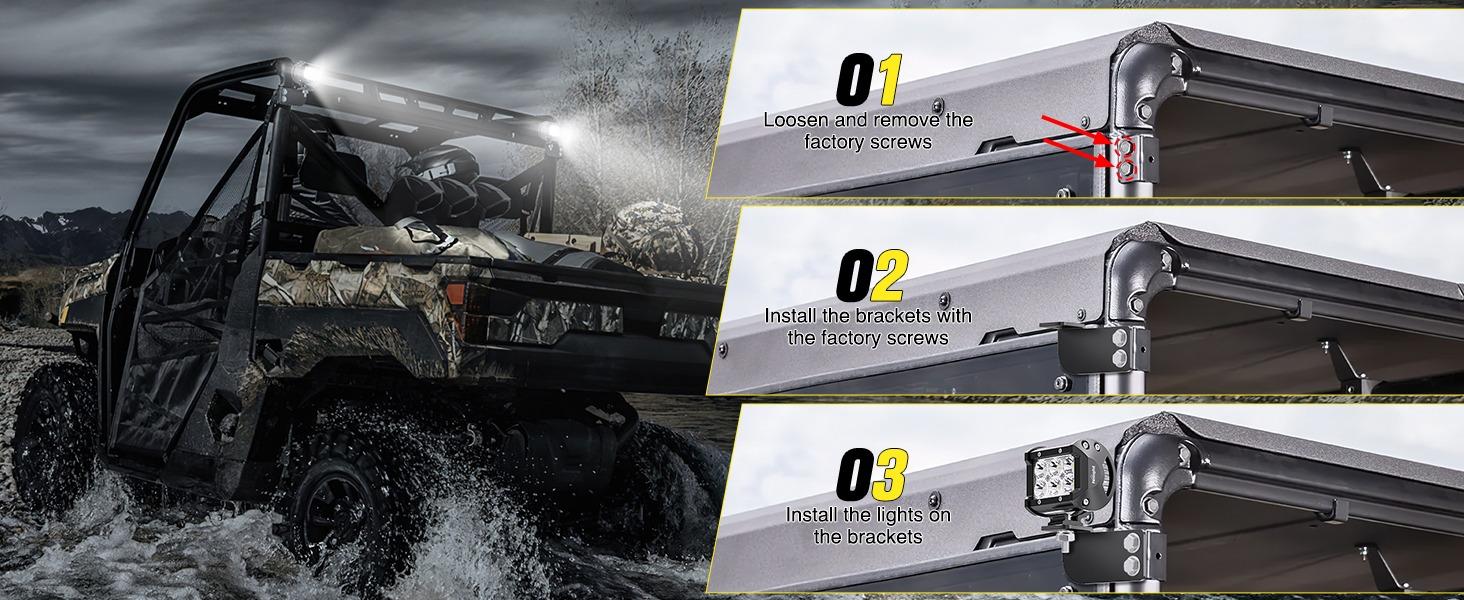 Nilight Rear Roof Backup Light Bar Brackets Reverse LED Lights Pod Mounting Bracket for Polaris Pro-fit Cage Compatible with 2013-2024 Ranger Full Size 570 800 900 1000 XP Crew 900 1000 Nilight Rear Roof Backup Light Bar Brackets Reverse LED Lights Pod Mounting Bracket for Polaris Pro-fit Cage Compatible with 2013-2024 Ranger Full Size 570 800 900 1000 XP Crew 900 1000