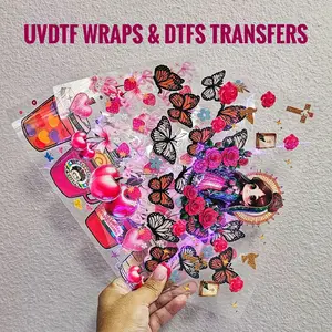 UVDTF Cup Wraps Bundles ONLY - DIY Decal Film Adhesive Decal Acrylic Stickers 9x4 Inches for Cups