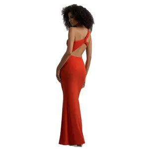Sexy One-shoulder Backless Gathered Slim Fit Hip-hugging Dress