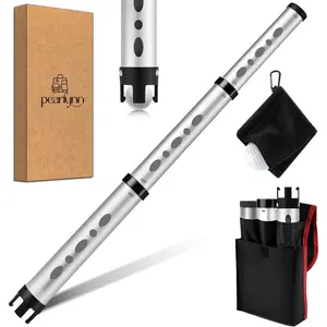 Golf Ball Retriever & Golf Ball Picker Upper Tube, Durable Aluminum Alloy Golf Ball Shag Tube Collector with Carry Bag, Holds up to 24 Golf Balls Tube for Men & Women