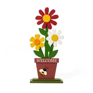 Glitzhome 30" WELCOME Happy Blooming Flowers Porch Sign