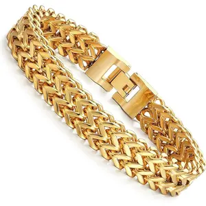 MILACOLATO Two-strand Wheat Chain Bracelet for Men - 12MM Steel Punk Biker Jewelry