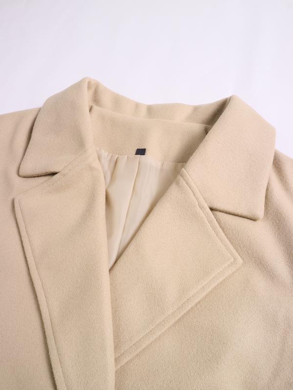 Women's Long Woolen Coat Jackets, Casual Loose-Fitting Overcoat with Double Button Front, Fall & Winter Fashion Outerwear for Women