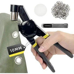 Grommet Tool Kit, 3/8 inch Handheld Eyelet Kit Manual Grommet Press Machine with 500 pcs 10 mm Grommets