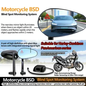 High-Definition Rearview Mirror with Radar for Harley Pan America with Blind Spot Monitoring and Precision Anti-Glare Rear Sensors