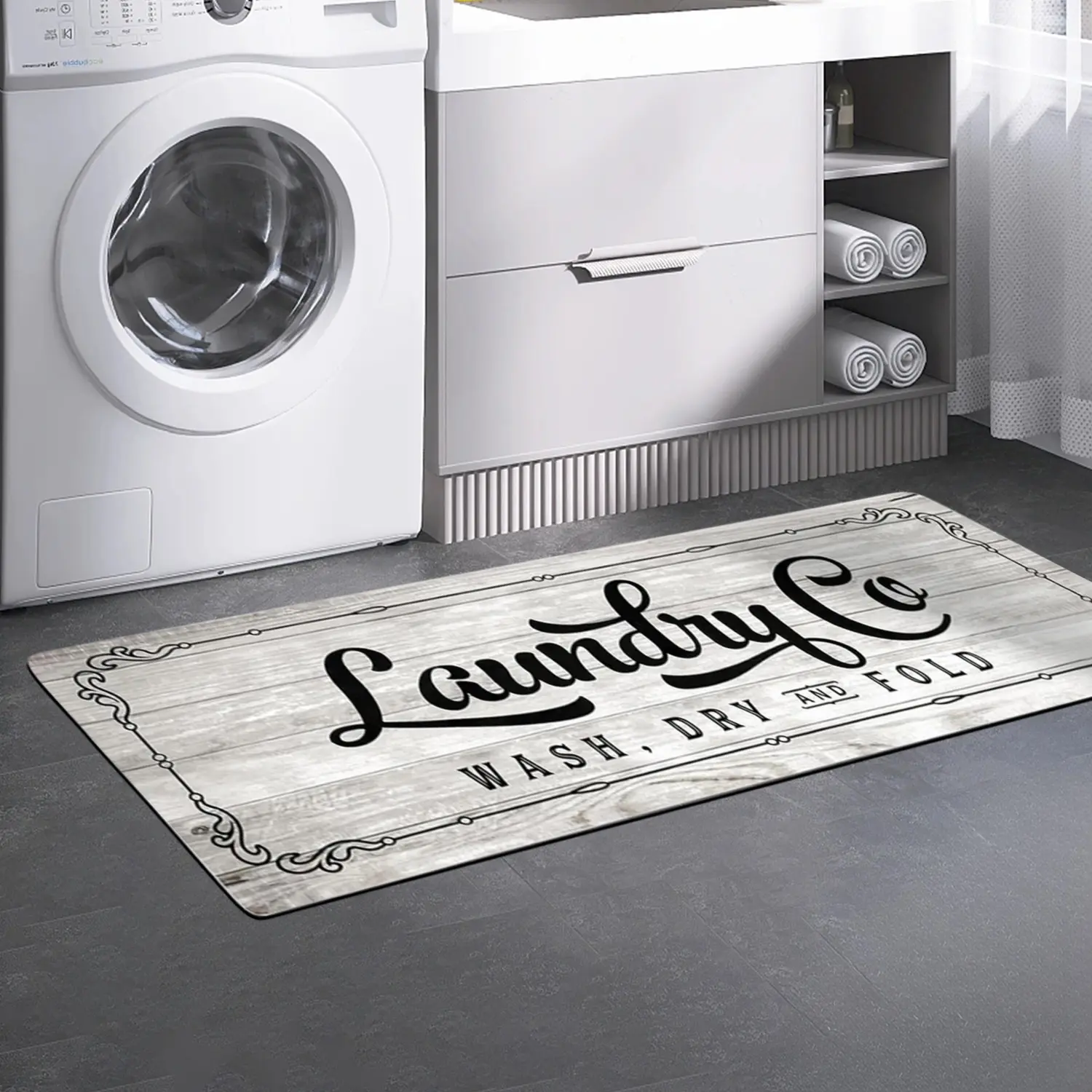 Letter Pattern Non-Slip Long Carpet Mat - Durable, Washable Home Care Supply for Laundry Room, Corridors