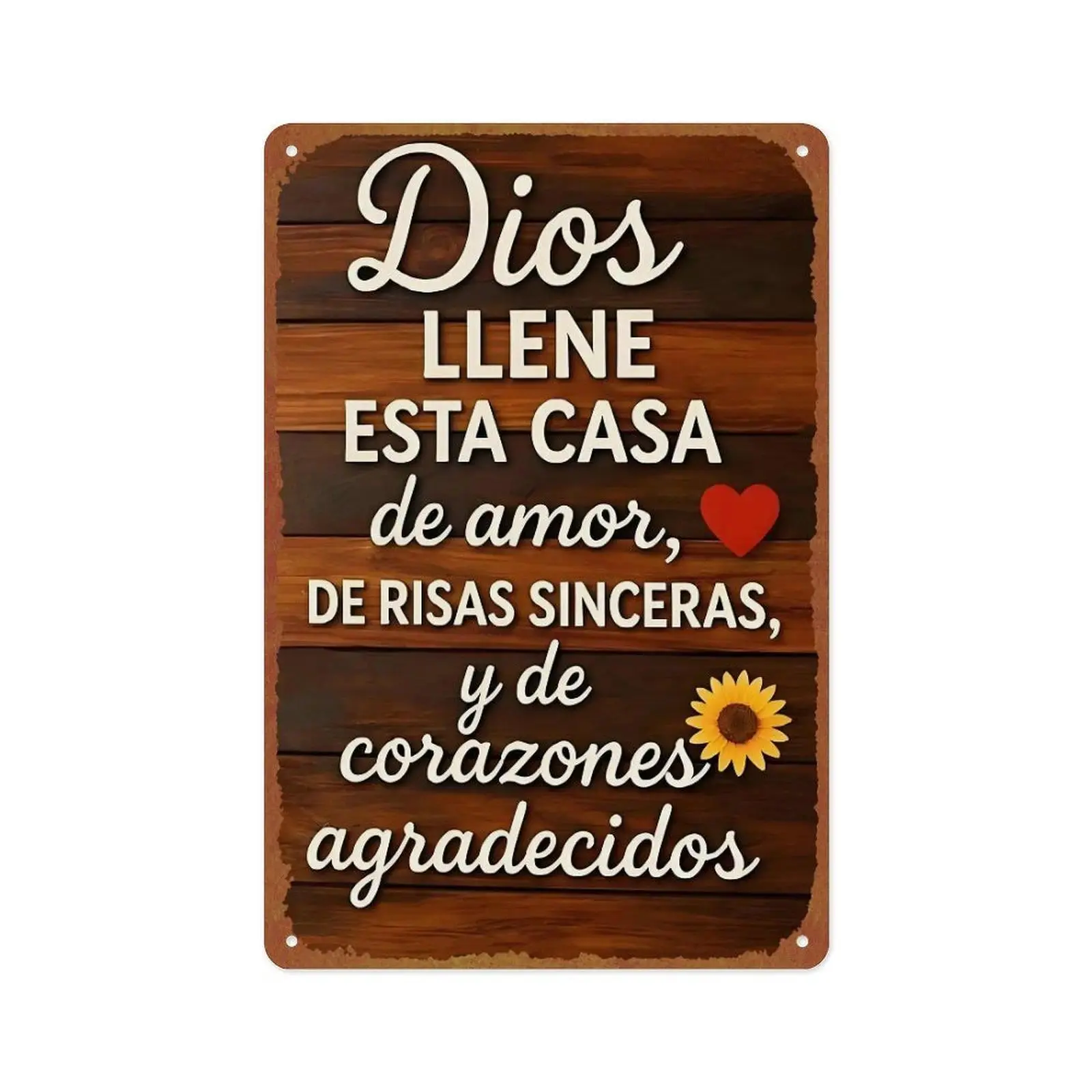 Rustic Spanish "Dios LLENE ESTA CASA" Metal Tin Sign - 8x12 in Pre-Drilled Religious Home Blessing Wall Decor, Ideal Gift for Hispanic Families, Home Supply Plaque