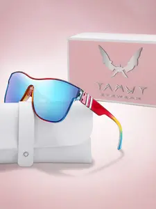 Fashion Sunglasses with Glasses Case, One-piece Tinted Mirrored UV400 protection Lens, Trendy Casual Tinted Lens Sunglasses for Everyday Use, Fashion Accessories for Outdoor Activities, Gift for Her, Mirrored Shades