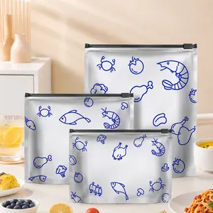 2026 New Kitchen Reusable Aluminum Foil Zippered Storage Bag - Medium Size Resealable Stand-Up Containers for Meat, Freezer Food Preservation
