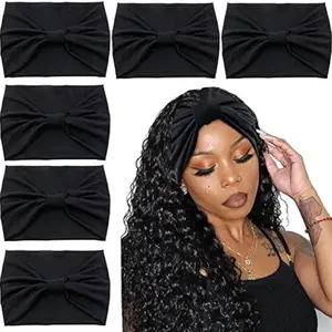 6-Piece Women's Wide Headband Set, Fashion Yoga Sports Fitness Running Headband, Large African Scarf, UV Protective Twist Design, Sweat Absorbing Headband, Headbands Women
