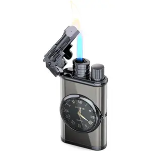 Vintage Gun Pistol Lighter, Cool Watch Lighter for Men, Dual Flame - Soft Flame & Torch Lighter