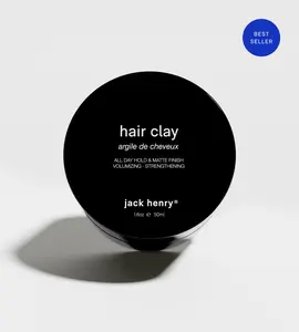 Jack Henry Premium Hair Clay - Matte Finish, All Day Hold, Low Shine, Natural Organic Formula, Hydrating & Nourishing, French Lavender Scent, 1.6 oz