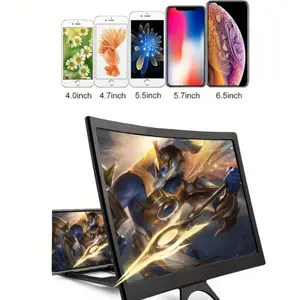 12.0-Inch Phone Magnifier, 3D Screen Extender for Movies, Videos, Games, Foldable Phone Stand, Universal Smartphone Holder, Screen Enhancement Feature