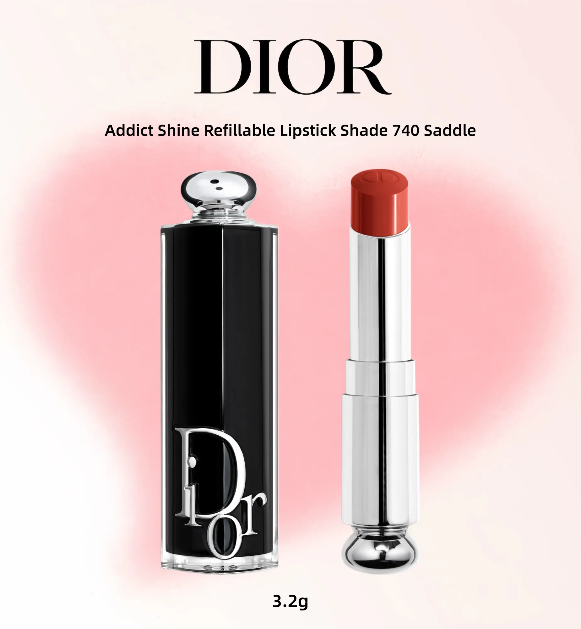 Dior Addict Shine Refillable Lipstick Shade 740 Saddle 3.2g - Luxurious Makeup for Women
