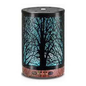 Diffuser Essential Oil Diffuser 120ML Metal Aromatherapy Diffuser, Cool Mist Humidifier with Auto Shut-Off Protection 7 Color Lights for Home Office Spa (Tree)