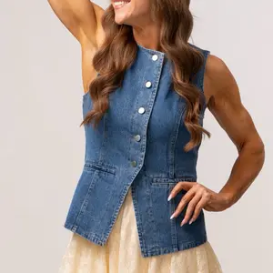 Boss Babe Denim Vest - Classic Design with Button Front, Adjustable Fit, and Classic Style Cotton Fabric