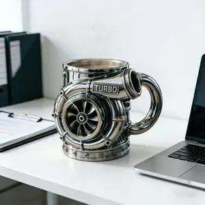 Premium Heat Resistant Engine Coffee Mug Heavy Duty Insulated Turbocharger Cup with Comfort Grip Industrial Cyberpunk Design Fade Resistant Easy to Clean Desktop Drinkware for Car Enthusiasts Office Gym