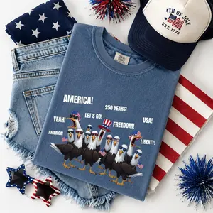 Comfort Colors USA 250 Bald Eagle Shirt, Funny Patriotic American Graphic Tee, 4th of July Gift for Men, Women