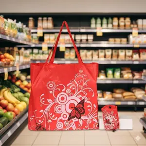 Foldable eco-friendly shopping Bag for Women, Floral print, anti-slip handle, lightweight, water-resistant, large capacity, washable, reusable, space-saving, portable, tear-resistant